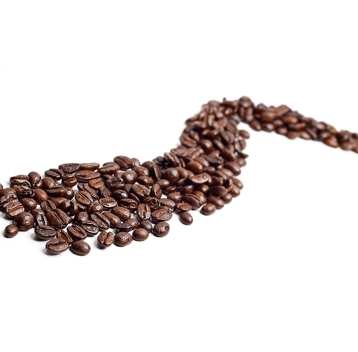 Bounch of roasted coffee beans mimic a road shape, by keko64