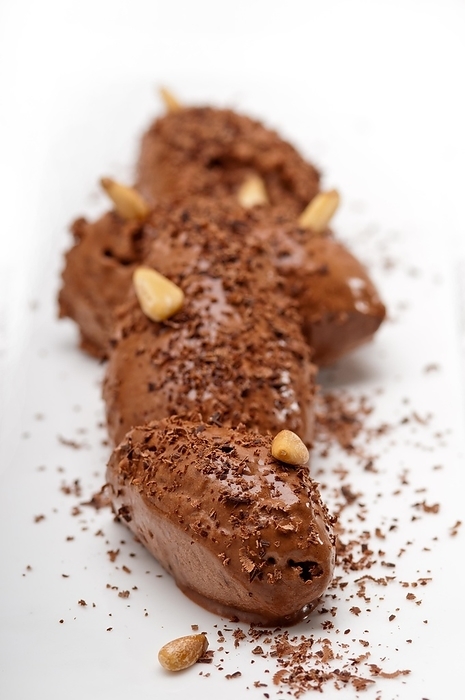 Fresh home made chocolate mousse quenelle dessert, by keko64