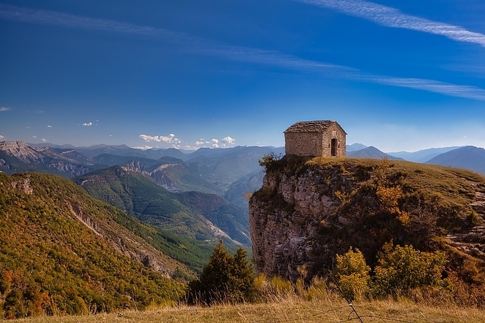 The Chapel of Saint-Michel de Cousson in the mountains near Digne les Bains, Alpes-de-Haute-Provence, Provence-Alpes-Côte d'Azur, France, Europe, by Hartmut Albert