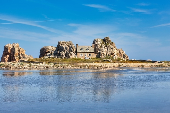 House among the rocks, Le Gouffre, Plougrescant, Côtes-d'Armor department, Brittany, France, Europe, by Hartmut Albert