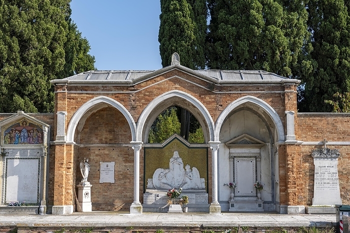 Graves in the central cemetery of Venice, cemetery island of San Michele, Venice, Italy, Europe, by Mara Brandl
