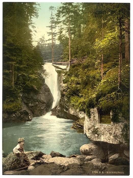The Kochel Falls in the Giant Mountains, formerly Germany, now Czech Republic, Germany, Historic, digitally restored reproduction of a photochrome print from the 1890s, Europe, by Sunny Celeste
