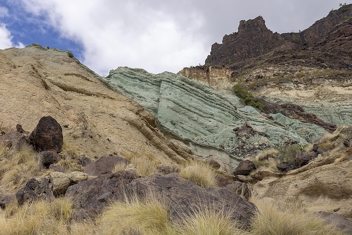 Monumento Natural Azulejos de Veneguera, rainbow rocks, volcanic outcrop, Mogan, Gran Canaria, Canary Islands, by Michael Szönyi