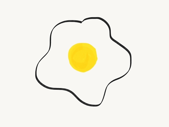 Fried egg isolated on a white background. Fried egg breakfast cartoon icon isolated. Flat omelet meal yolk logo shape symbol design, by Turgay Koca