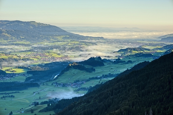 Panorama from the Schattenberg into the Illertal, Allgäu, Bavaria, Germany, Europe, by Walter G. Allgöwer