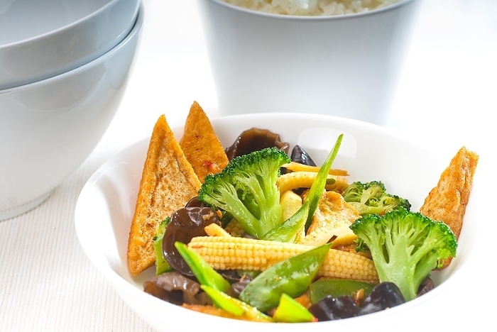 Fresh and healthy tofu, beancurd with mix vegetables typical chinese dish, by keko64