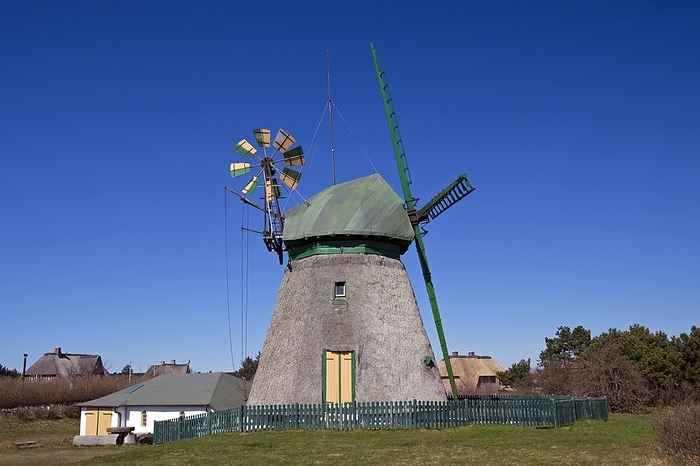 Traditional windmill at Nebel, Amrum island, North Frisia, Germany, Europe, by alimdi / Arterra