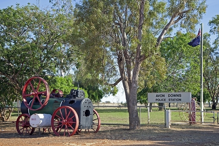 Vintage steam traction engine at Avon Downs police station along the Barkly Highway, Northern Territory, Australia, Oceania, by alimdi / Arterra