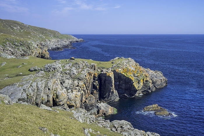 Rugged coastline at Lunna Ness, Mainland, Shetland Islands, Scotland, UK, by alimdi / Arterra / Philippe Clément