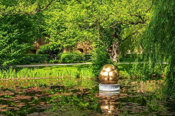 Art object in the water, Glacis Park Neu-Ulm, Bavaria, Germany, Europe, by Ullrich Gnoth
