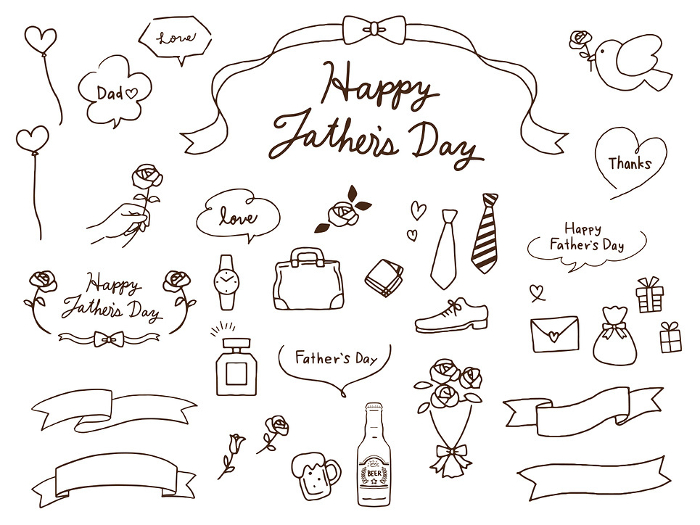 Father's Day handwritten illustration set