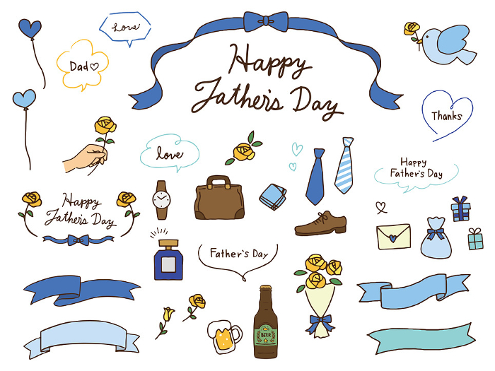 Father's Day handwritten illustration set