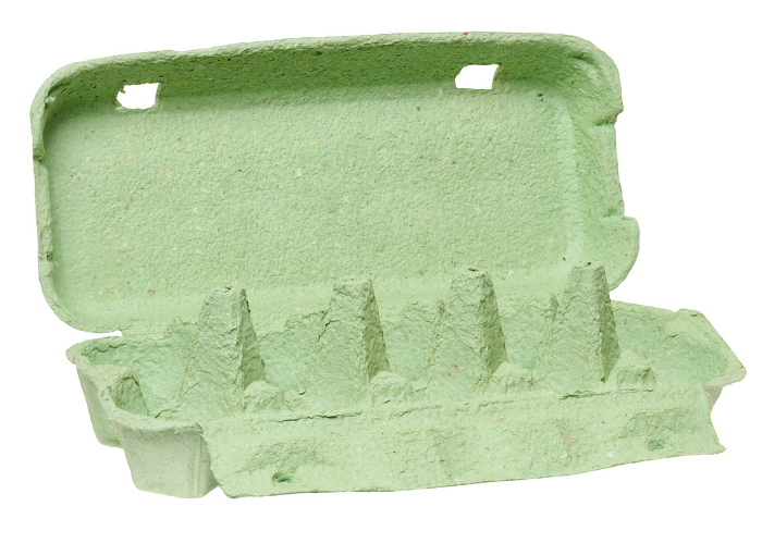 Green recycled egg carton on isolated background, storage Green recycled egg carton on isolated background, storage