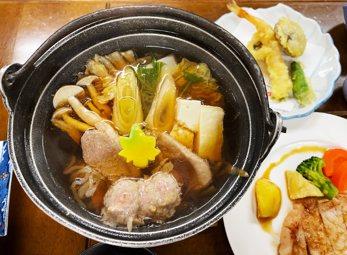 Duck nabe with duck meat and tsukune