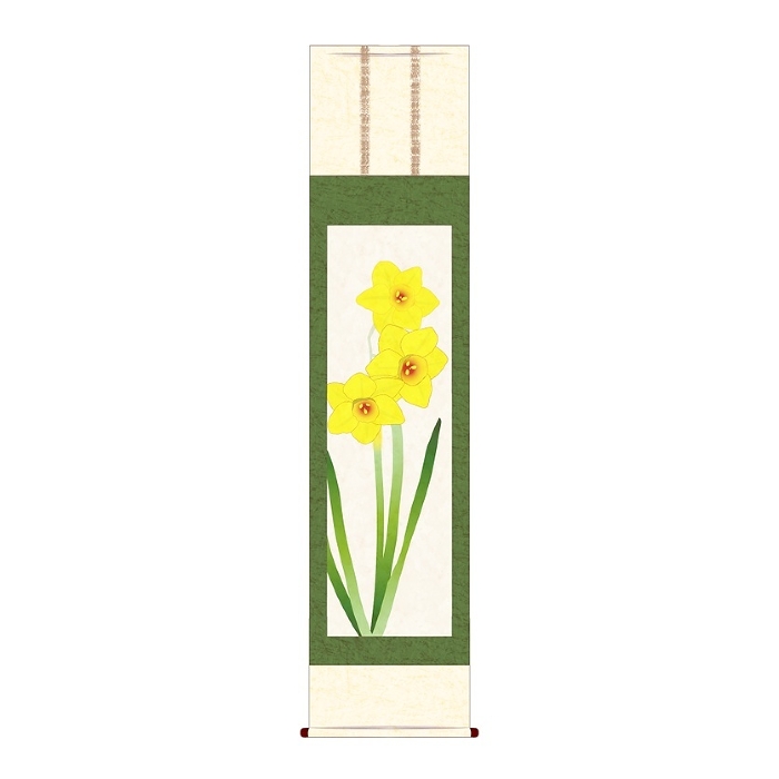 Hanging scroll of yellow narcissus