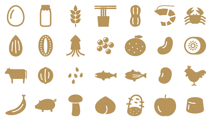 Set of 28 allergy icons_cork pattern