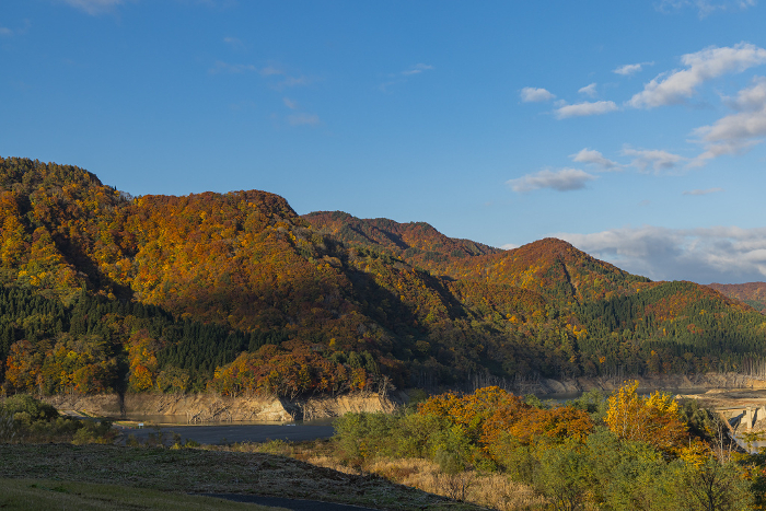 Autumn Color Scenery from Tsugaru Shirakami Lake Park in Nishimeya Village, Nakatsugaru-gun, Aomori Prefecture, Japan