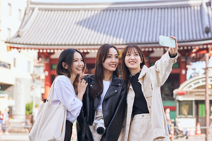 Japanese woman taking a selfie