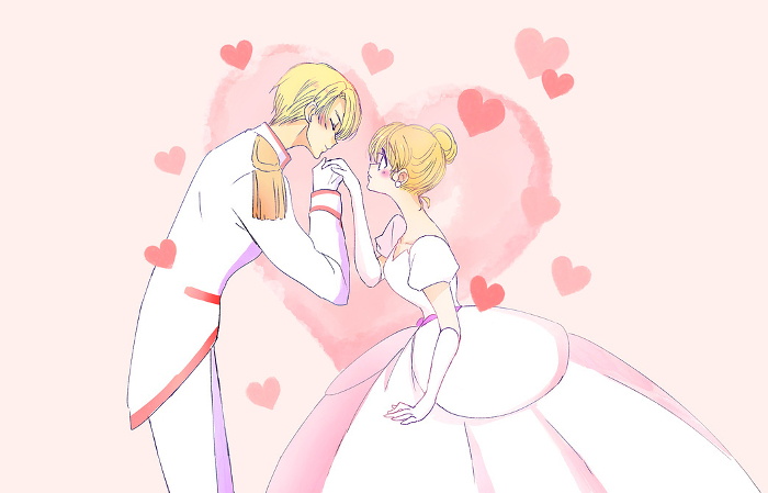 Prince kissing the back of the princess's hand Blonde hair