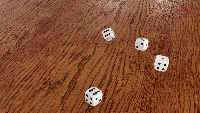 Dice thrown on the table