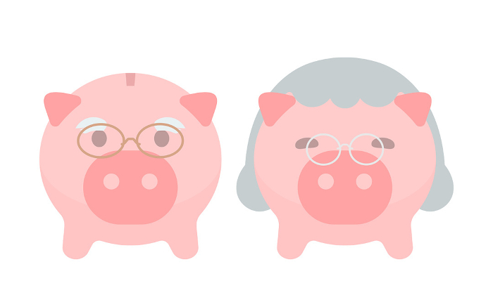 A couple of elderly people's piggy bank