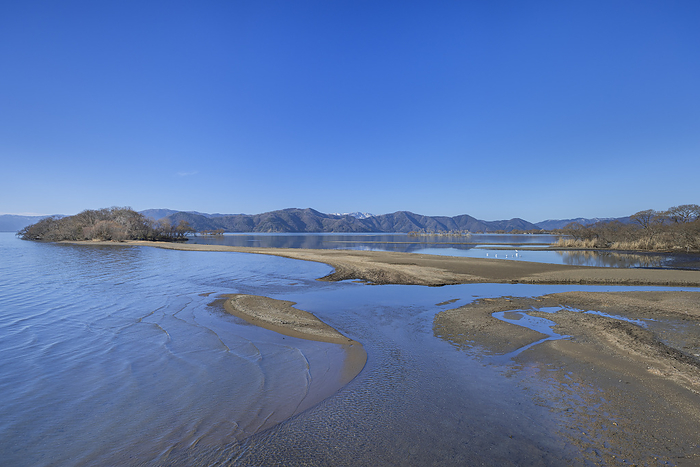 Shiga Prefecture Mont Saint-Michel on Lake Biwa at low water level