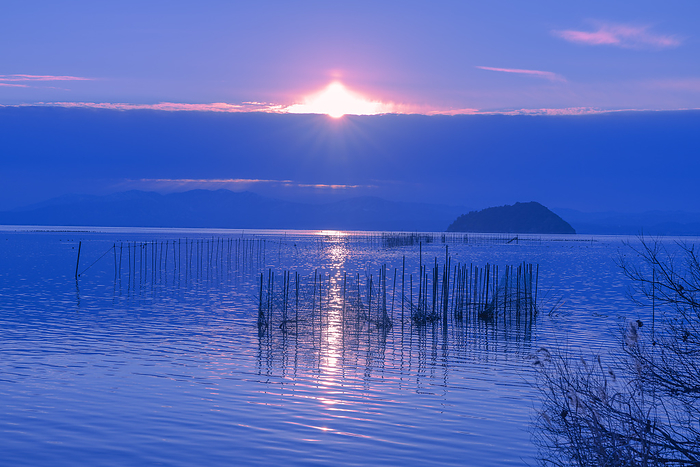 Shiga Prefecture, Lake Biwa Sunset and Eri