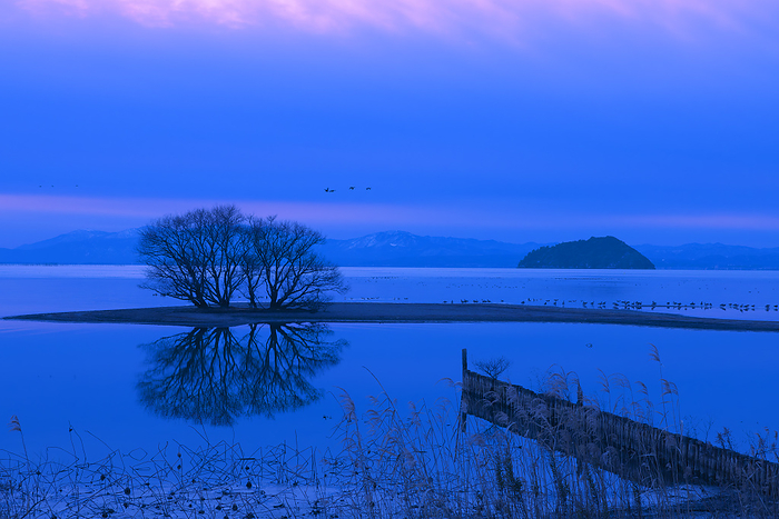 Lake Biwa Sunset and Chikubu Island, Shiga Prefecture