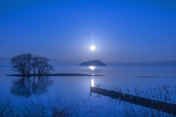 Lake Biwa Sunset and Chikubu Island, Shiga Prefecture