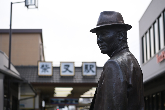 Statue of Tora-san in front of Shibamata Station