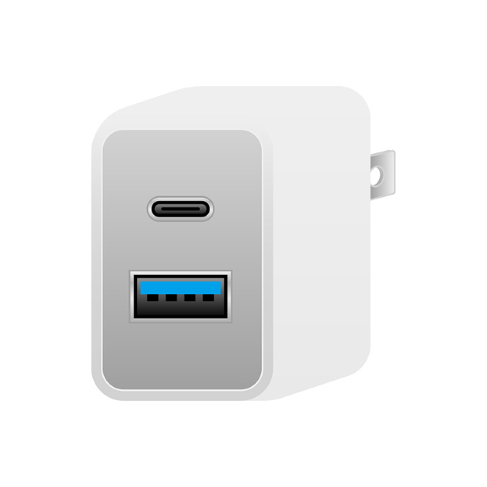 White USB charger_USBType-C 1 port&USB Type A 3.0 1 port