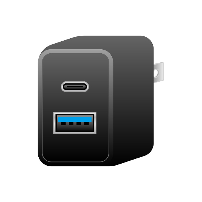 Black USB charger_USBType-C 1 port & USB Type A 3.0 1 port