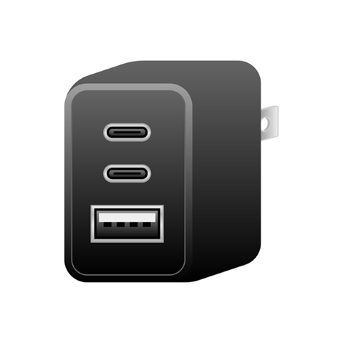 Black USB charger_USBType-C 2 port & USB Type A 2.0 1 port