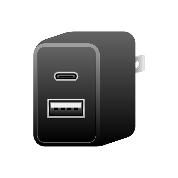 Black USB charger_USBType-C 1 port & USB Type A 2.0 1 port