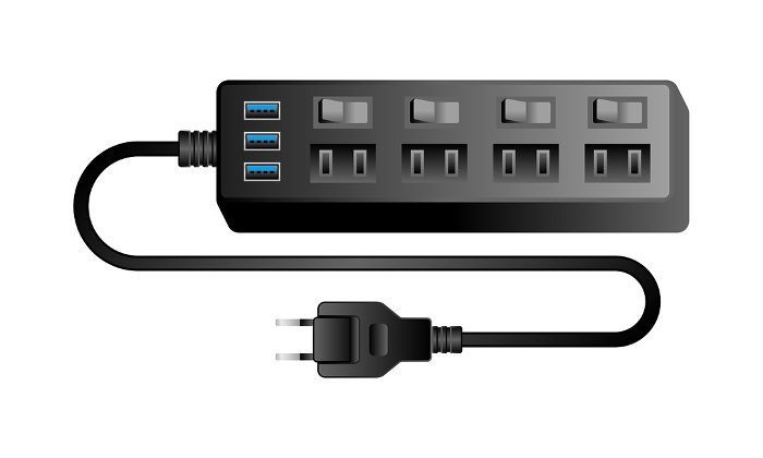 Black Power Adapter _4 plugs & USB type A 3.0 3 ports