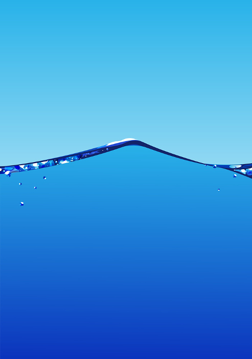 Illustration of a water surface seen from the right side. This background material gives a fresh and clear impression.
