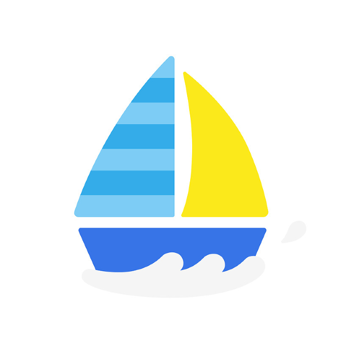 Icon illustration of a cute yacht pushing through the sea.