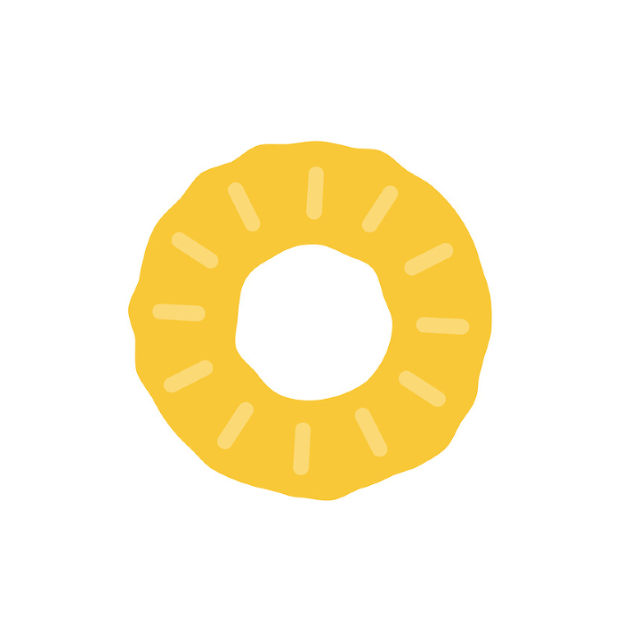 Pineapple sliced into round slices. Simple and cute icon illustration.