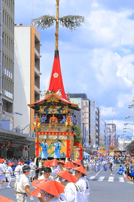Chicken floats in the Gion Festival Yamaboko Junko  float procession  Kyoto City, Kyoto Prefecture Taken at Shijo Kawaramachi intersection