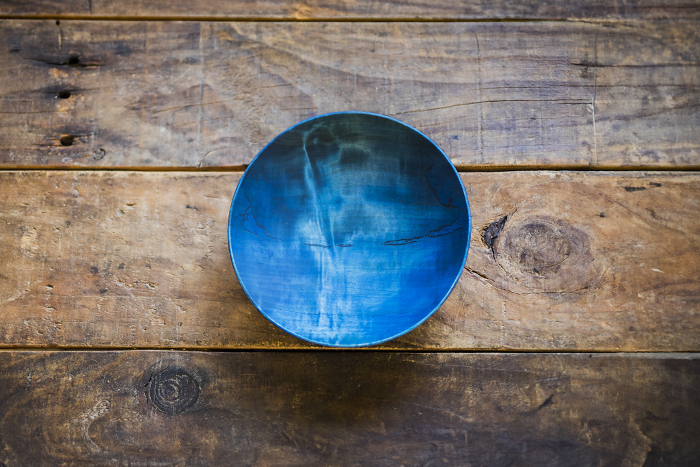 Blue wooden plate