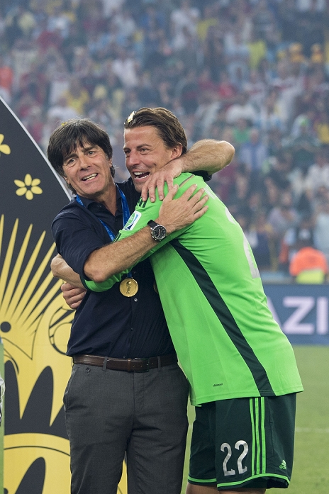 2014 FIFA World Cup Final Germany Wins 4th title in 6 tournaments  L R  Joachim Low, Roman Weidenfeller  GER , JULY 13, 2014   Football   Soccer : Head coach Joachim Low of Germany celebrates after winning the FIFA World Cup Brazil 2014 Final match between Germany 1 0 Argentina at the Maracana stadium in Rio de Janeiro, Brazil.  Photo by Maurizio Borsari AFLO   0855 