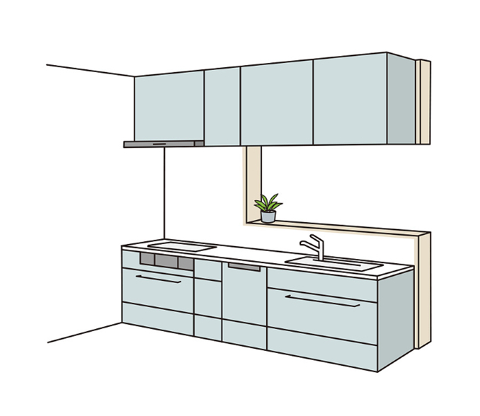 Clip art of open kitchen facing each other