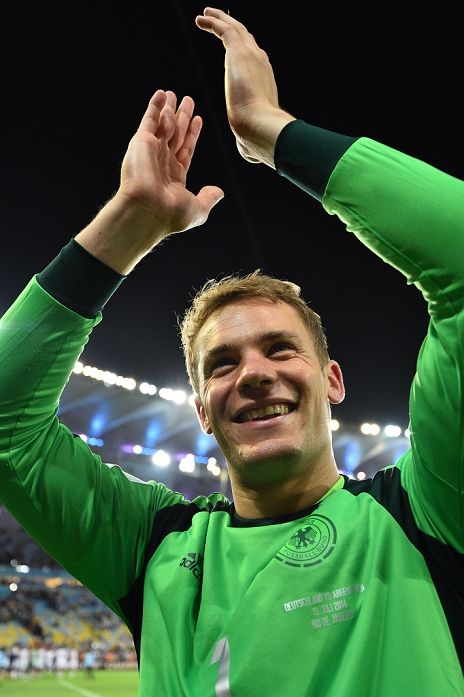 2014 FIFA World Cup Final Germany Wins 4th title in 6 tournaments Manuel Neuer  GER , JULY 13, 2014   Football   Soccer : Manuel Neuer of Germany celebrates as he acknowledges fans after winning the FIFA World Cup Brazil 2014 Final match between Germany 1 0 Argentina at Estadio do Maracana in Rio De Janeiro, Brazil.  Photo by Photoraid AFLO 