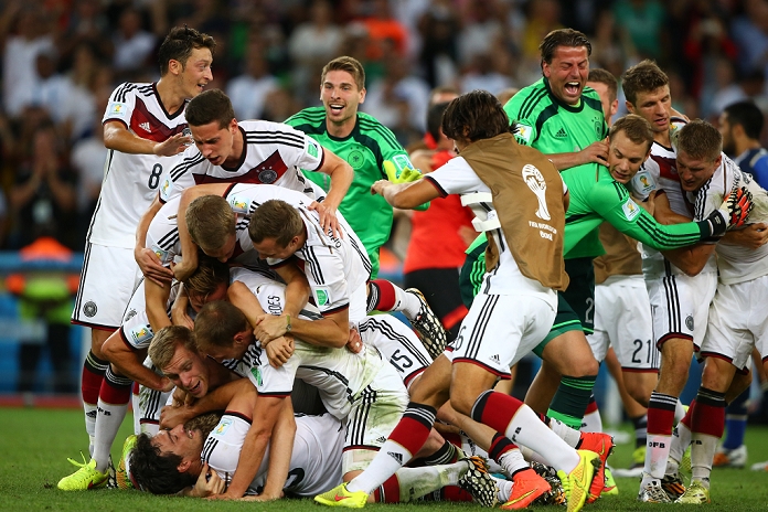 2014 FIFA World Cup Final Germany Wins 4th title in 6 tournaments Germany team group  GER , JULY 13, 2014   Football   Soccer : Germany players celebrate after winning the FIFA World Cup Brazil 2014 Final match between Germany 1 0 Argentina at Estadio do Maracana in Rio De Janeiro, Brazil.  Photo by Photoraid AFLO 
