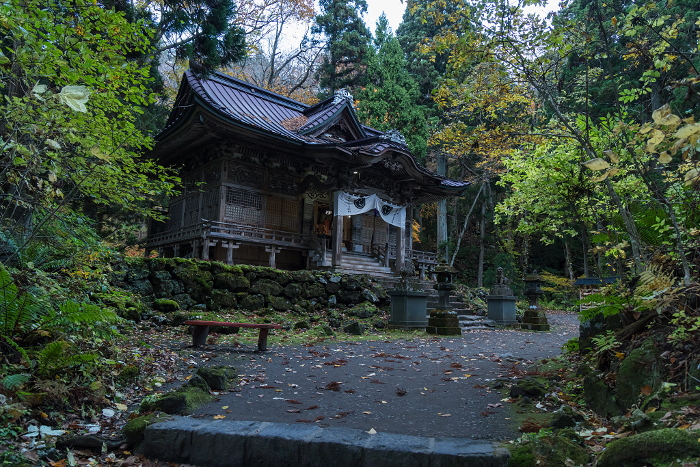 Towada Shrine surrounded by forest on the shore of Lake Towada in Okuse-Towada, Towada City, Aomori, Japan