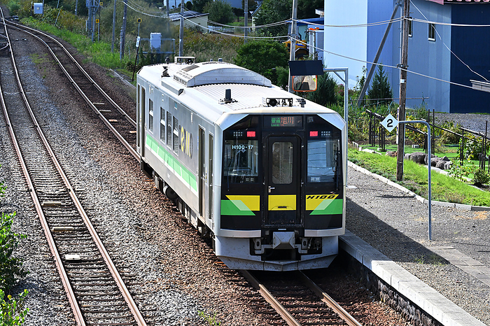 Hokkaido Soya Main Line Type H100 ordinary diesel train  trailing  Taken at Kazaren Station