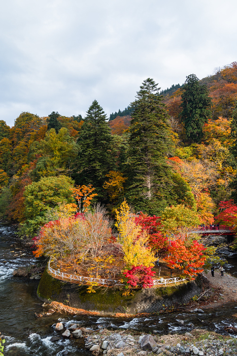 Autumn leaves at Nakano Momijiyama in Kuroishi City, Aomori Prefecture, Japan