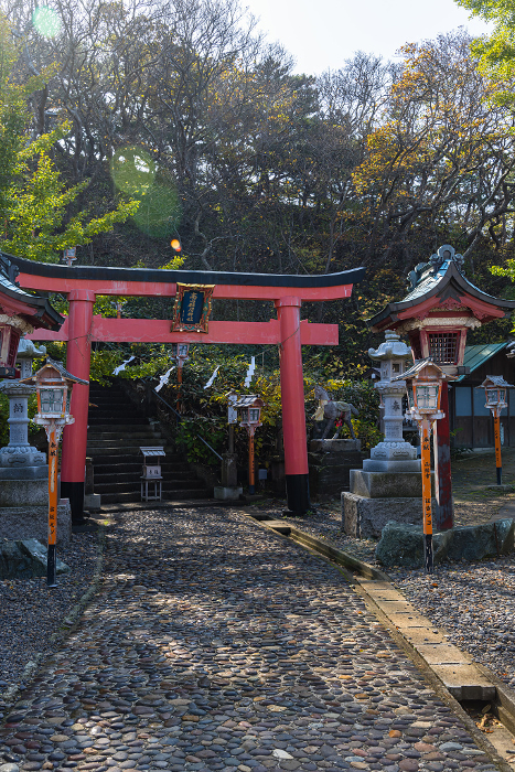 Torii at the entrance of Takayama Inari Shrine in Tsugaru, Aomori, Japan