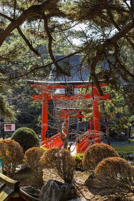 Ryujingu (Dragon Shrine) and Torii (Gate) of Takayama Inari Shrine in Tsugaru City, Aomori Prefecture, Japan