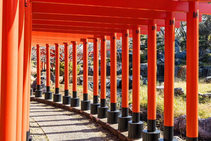 Senbon-torii (Thousand torii) at Takayama Inari Shrine in Tsugaru City, Aomori Prefecture, Japan